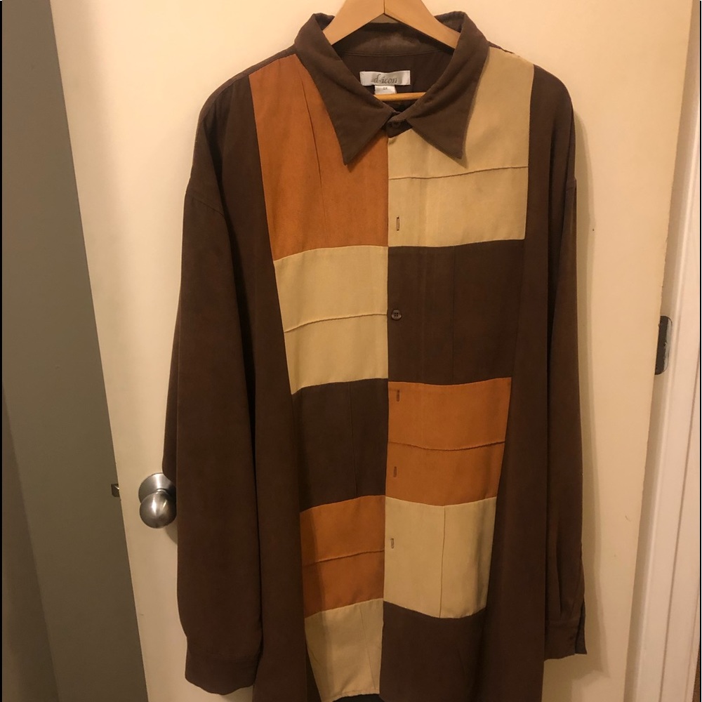 SUEDE PATCH DRESS SHIRT ( BIG & TALL ) 4X